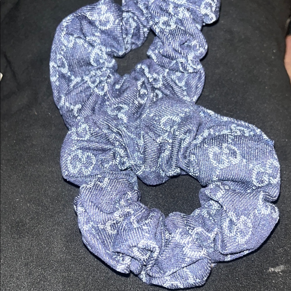 Blue Patterned Hair Scrunchie